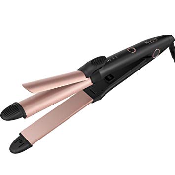 BESTOPE 2 in 1 Tourmaline Ceramic Ionic Curling Iron and Flat Iron, Rose Gold,1 inch