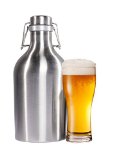 Stainless Steel Beer Growler - 64 Oz Bottle with Secure Swing Top Lid for Freshness - Best Quality Growlers - Food Safe - Plastic Free