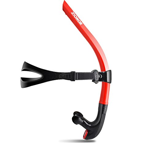 ZIONOR T1 Snorkel for Swimmer Swim Training Snrokeling with Comfortable Head Pad Center-mount Silicone Mouthpiece One-way Valve