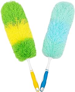 2 Pack 20-inch Microfiber Dusting Dusters with Non-Slip Handles and Bendable Microfiber Duster Heads, Perfect for Household Cleaning, Office Cleaning, and Car Cleaning, Feather Duster for Cleaning