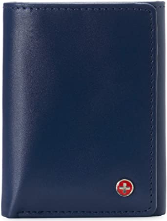 Alpine Swiss Mens Leon Trifold Wallet RFID Safe Comes in a Gift Box