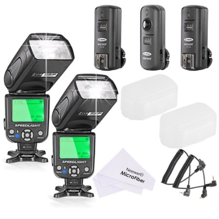 Neewer® NW-562C E-TTL Flash Speedlite Kit for Canon DSLR Camera,Kit Include:(2)NW562C Flash (1)FC-16 2.4Ghz Wireless Trigger(1 * Transmitter 2 * Receiver) (1)Microfiber Cleaning Cloth