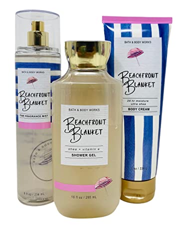 Bath and Body Works BEACHFRONT BLANKET Trio Gift Set - Fine Fragrance Mist - Shower Gel - Ultra Shea Body Cream