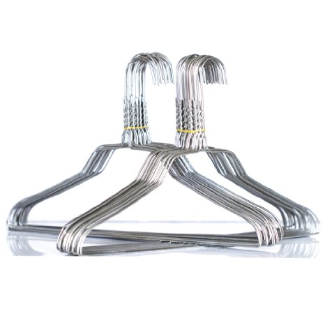 BriaUSA 50 Hangers Strong Silver Color Galvanized Metal Wire 16 Inch 13 Gauge Clothes Hangers