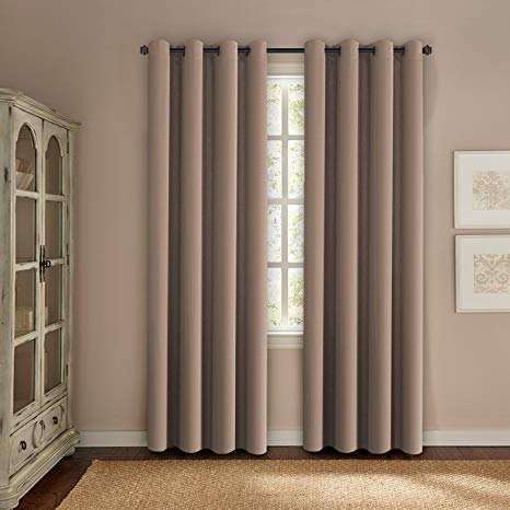 H.VERSAILTEX Ultra Sleep Well Window Treatment Blackout Thermal Insulated Room Darkening Solid Grommet Curtains/Drapes for Bedroom (One Panel,52 by 84 Inch Long,Warm Taupe)