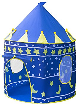 Matney Kids Playhouse Castle Tent — Includes Portable Carry Bag and Foldable for Travel, Indoor/Outdoor, Great for Backyard, Play Areas, etc (Blue)