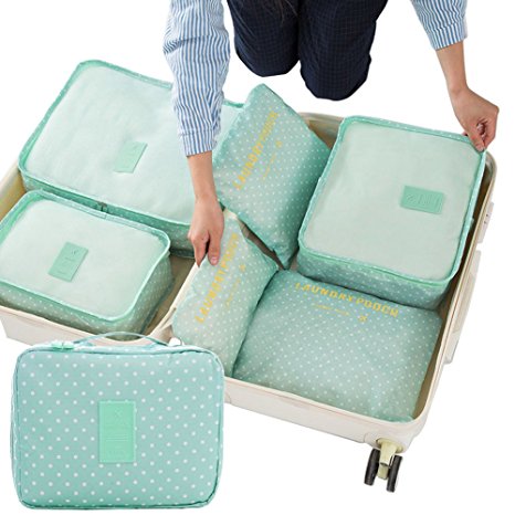 7 Set Packing Cubes Luggage Organizers Clothes Storage- 3 Mesh Bags  3 Pouches  1 Toiletry Bag