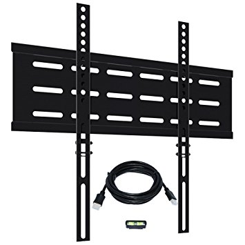 Koramzi Fixed TV Wall Mount Bracket Low Profile Ultra Slim for 26 to 55" TV's VESA 400x400 W Smart Locking System Technology-Incl Bubble Level & 6FT HDMI Cable &(KWM1644F-PRO)