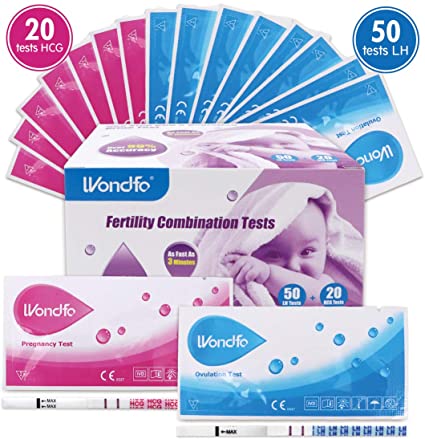 Wondfo Pregnancy Test Ovulation Test Strips Kit 50 LH and 20 HCG Combo Fertility Tests for Trying to Conceive Home Self-Checking
