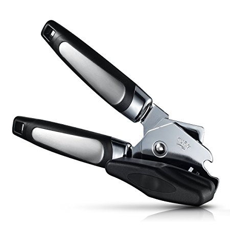 PrimAcc Can Opener, Manual Cordless Tin Opener with Lids off Jar Opener and Bottle Opener in One, Producing Smooth Edge with Stainless Sharp Blade, Perfect for Kitchen and Under Cabinet