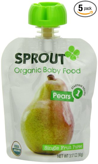 Sprout Organic Foods, Stage 1 Pouch, Pears, 3.17 Ounce (Pack of 5)