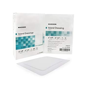 Adhesive Polypropylene Island Dressing 4"X6" Pad 6"X8" Overall Latex Free - 25EA/BX