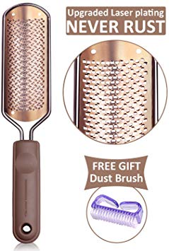 Pedicure Foot File Callus Remover - Professional Stainless Steel Colossal Foot Rasp Grater with Dust Brush for Extra Soft and Beautiful Foot Care by BTArtbox, Small Sharp Holes