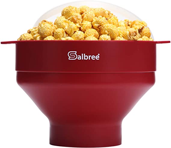 Original Salbree Microwave Popcorn Popper, Silicone Popcorn Maker, Collapsible Bowl - The Most Colors Available (Ruby Red)