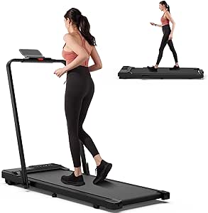 DeerRun 3 in 1 Folding Treadmills for Home, 3.0HP Powerful and Quiet Under Desk Treadmill, 300 lbs Capacity Foldable Walking Pad with Remote Control and Space Saving, Free Installation