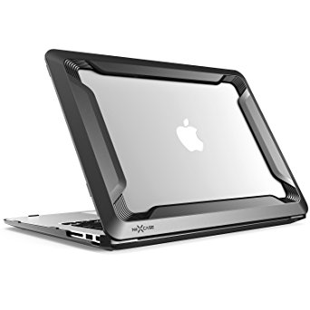 Macbook Air 13 Case, NexCase [Heavy Duty] Slim Rubberized [Snap on] [Dual Layer] Hard Case Cover with TPU Bumper Cover for Apple Macbook Air 13-inch 13" A1466 / A1369 2015 Release (Black);