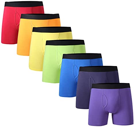 DODOMIAN Mens Boxers Shorts No Ride-up Cotton Trunks Underwear Colourful Soft Pants Underwear Open Fly with Pouch