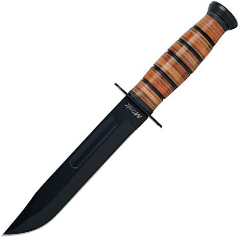 M-tech USA Leather Ribbed Stainless Steel Survival Knife