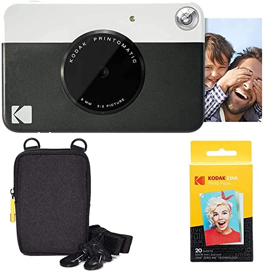 Kodak Printomatic Instant Camera (Black) Basic Bundle   Zink Paper (20 Sheets)   Deluxe Case