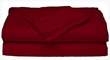 Luxurious 400 Thread Count 100% Cotton 4 Piece Sateen Stripe Bed Sheet. Queen-Burgundy
