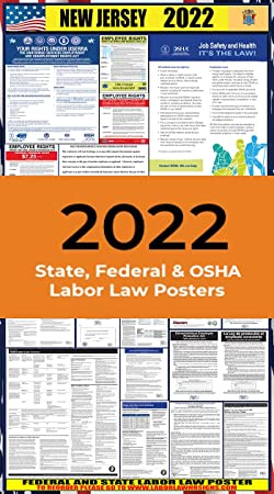 2022 New Jersey (NJ) State Labor Law Poster - State, Federal and OSHA Compliant Laminated Poster - Ideal for Posting in The Workplace - Easy to Read Print - Perfect for Common Rooms and Cafeterias
