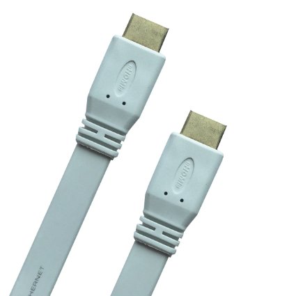 White Flate Design High-Speed HDMI Cable - 98 Feet 3 Meter Supports Ethernet 3D 4K and Audio Return