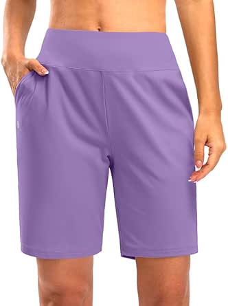 Bermuda Shorts for Women with Pockets Womens 7" High Waisted Long Shorts for Athletic Workout Casual