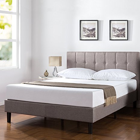 Zinus Upholstered Vertical Detailed Platform Bed, King