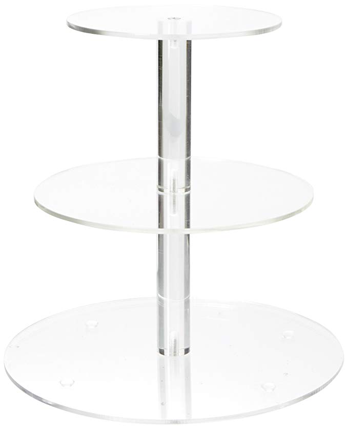 YestBuy 3 Tier Round Wedding Party Acrylic Cake Cupcake Tree Tower Maypole Display Stand 1 pc/Pack (3 Tier Round with Base(4.7" between 2 layers)) ¡­