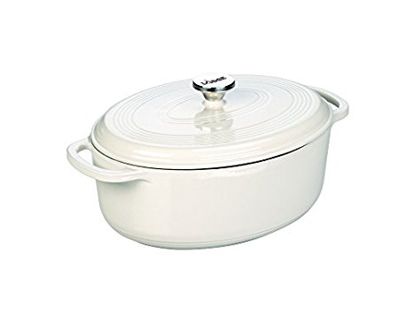 Lodge EC7OD13 Enameled Cast Iron Oval Dutch Oven, 7-Quart, Oyster White