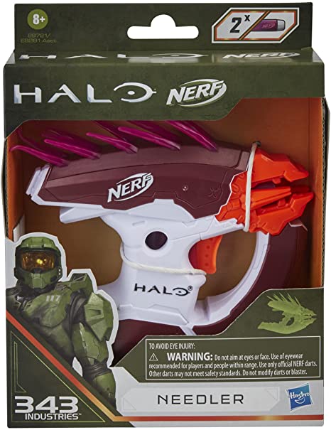 NERF MicroShots Halo Needler -- Mini Dart-Firing Blaster and 2 Darts -- Collectible Blaster for Halo Video Game Fans Battlers