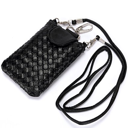 Rbenxia Cellphone Bag Woven Leather Crossbody Case Cover Pouch Purse Hand Bag for Smartphone