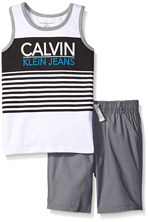 Calvin Klein Little Boys' 2 Piece Set- Graphic Tank Top and Drawstring Short