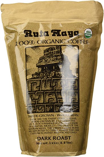 Ruta Maya Whole Bean Organic Coffee Dark Roast,  2.2 pounds