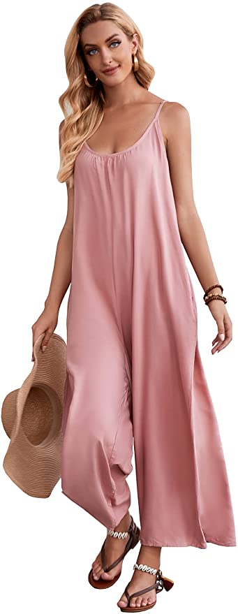 BUENOS NINOS Women's V Neck Floral Maxi Dress Boho Printed Adjustable Spaghetti Strap Ethnic Beach Long Dress with Pockets