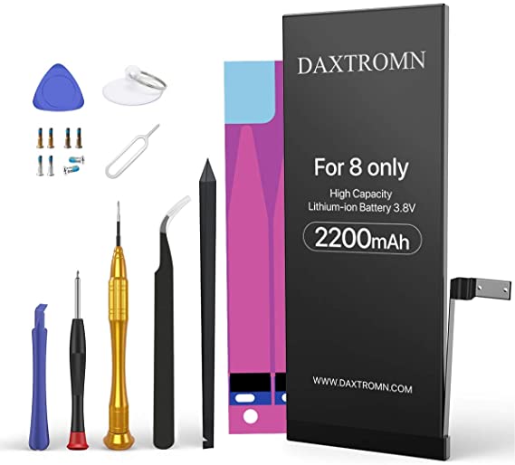 DAXTROMN Replacement Battery for iPhone 8, 2200mAh High Capacity Li-ion Battery 0 Cycle with Complete Repair Tool Kits and Adhesive Strips - 2 Years Warr