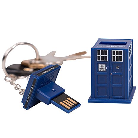 Doctor Who TARDIS 16GB USB Memory Stick Key Chain - with Blue LED Light…