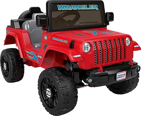 Power Wheels Jeep Wrangler Toddler Ride-On Toy with Driving Sounds, Multi-Terrain Traction, Seats 1, Red, Ages 2  Years, Large, Multicolor