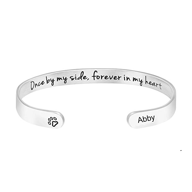 Awegift Pet Sympathy Gifts for Dogs Memorial Jewelry Sympathy Gift for Loss of Pet Name Engraved Cuff Bracelet