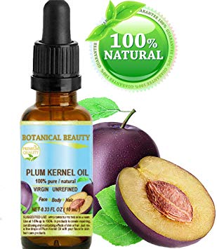 French PLUM KERNEL Seed Carrier Oil. 100% Pure / Natural / Undiluted / Virgin / Cold Pressed for Skin, Hair, Lip and Nail Care. Skin SuperFood. 0.33 Fl.oz.- 10 ml. by Botanical Beauty