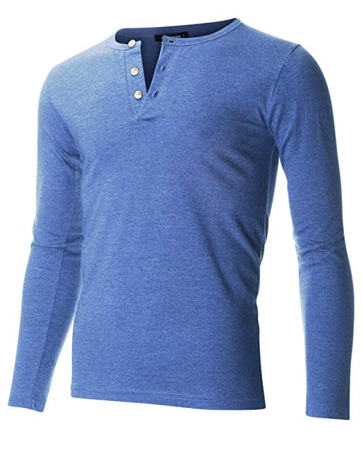 FLATSEVEN Men's Casual Henley Shirt With Button