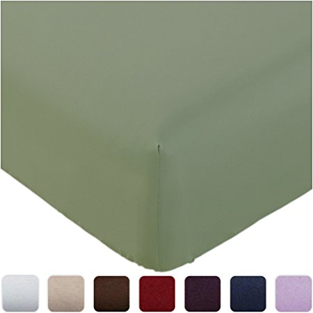 Mellanni Fitted Sheet Queen Olive-Green - HIGHEST QUALITY Brushed Microfiber 1800 Bedding - Wrinkle, Fade, Stain Resistant - Hypoallergenic - (Queen, Olive Green)