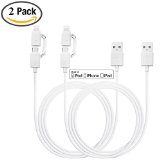 Apple MFi Certified  PeleusTech 2 Pack  3ft 2-in-1 Lightning Micro USB Cable Sync Data and Cable Charging Cord for iPhone 647 Plus55 5C 5S 5 iPad Airmini mini 2 4th Generation iPod Touch 5th Generation Galaxy S6 S5 S4 S3 HTC Huawei Motorola Nokia and Other Android Phones Tablets12 Months Warranty