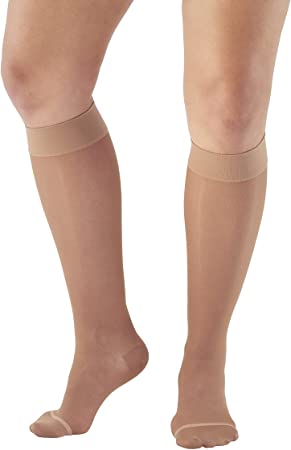 Ames Walker AW Style 18 Sheer Support 20 30 CT Knee High Stockings Nude Large