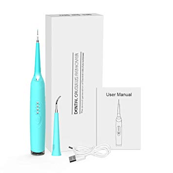 Electric Plaque Removal, Breett Dental Calculus Remover Second Generation Two Head LED Light Calculus Remover Stainless Steel Dental Clean Tools(Blue)