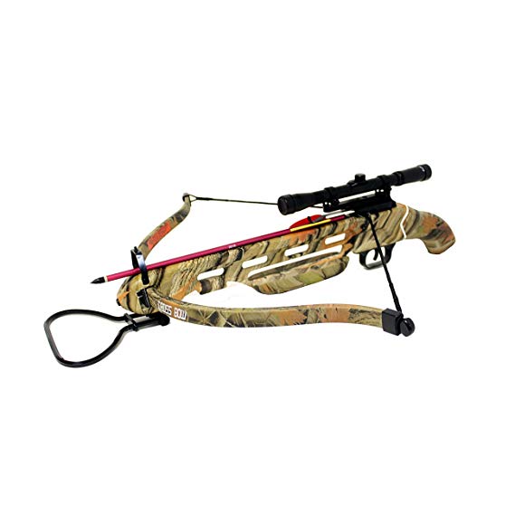 Wizard Archery 150lbs Short Stock Hunting Crossbow with 4x20 Scope   8 x Arrows and Rope Cocking Device