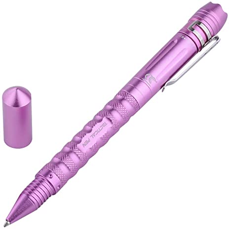 MCCC Professional Tactical Pen Self Defense Pen With with Built-In LED Flashlight, DNA Defender&Glass Breaker Writing Multifunctional Survival Tool(Pink)
