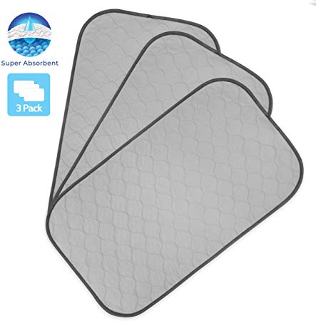 Highly Absorbent Reusable Washable Pet Training Pads with Leakproof Waterproof Bottom (Pack of 3) Fits Standard Dog Cages