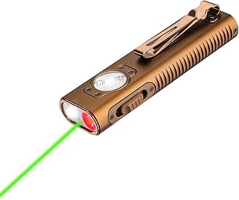 TrustFire Mini X3 Rechargeable EDC Flashlight with White Light, Flood Light, Red Light, Green Beam, 1050 Lumens Portable Flat Flashlights, Fourfold Light Sources Pocket Lights IPX6 (Gold)