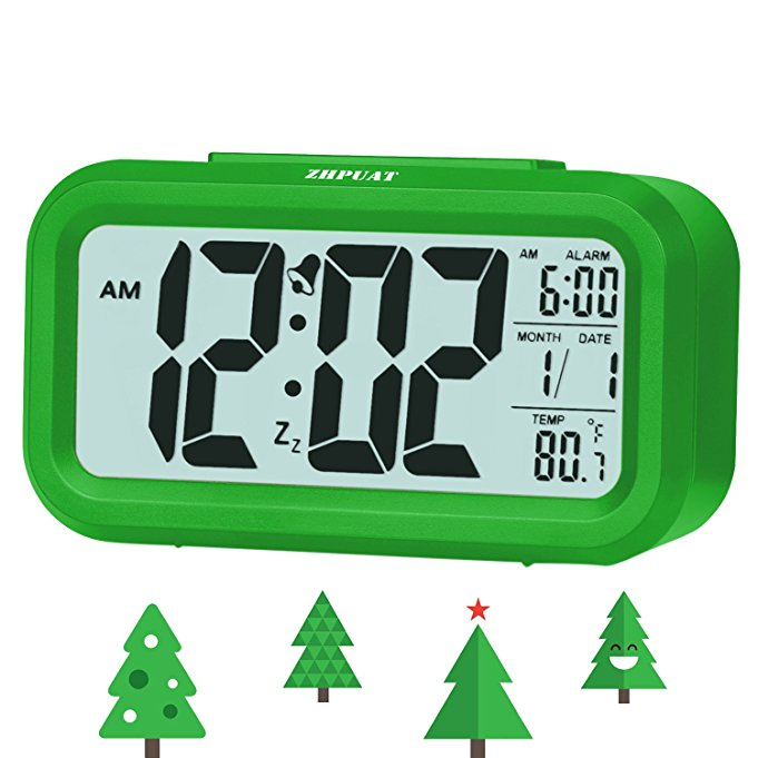 [Upgrade Version] ZHPUAT 4.6" Smart Backlight Alarm Clock with Dimmer (Green)